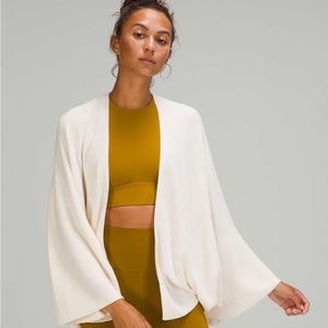 Cashlu Knit Textured Wrap, size XS/S, Heathered White Opal NWT